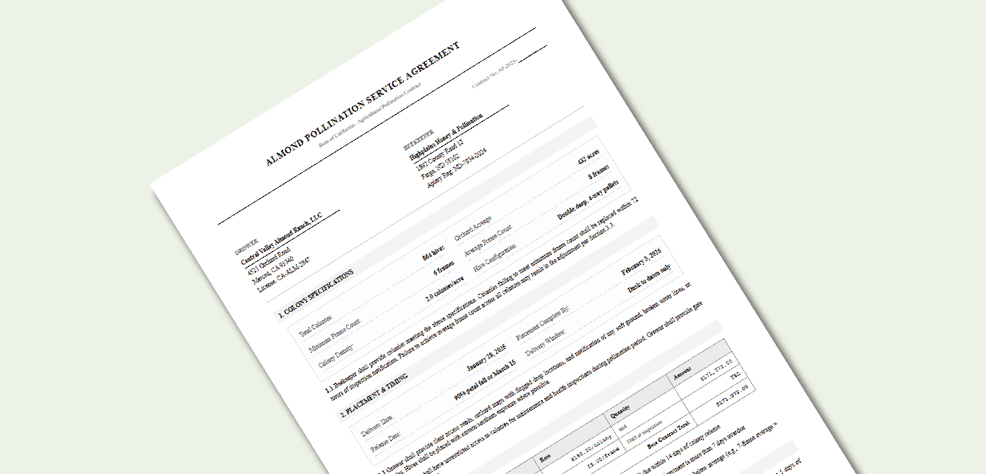 The Pollination Contract: What Almond Growers Actually Specify